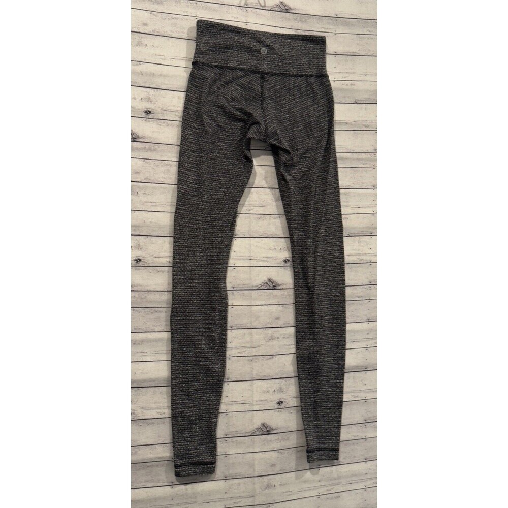 LULULEMON Womens Woven Leggings Sz 4 Black Gray High Waist Gym Yoga Workout - Picture 11 of 16